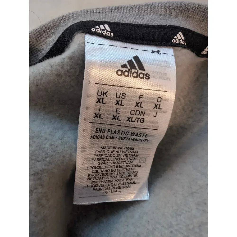 Adidas Sweatshirt Mens Gray Three‎ Stripe Crew Neck Pullover Athletic size XL
